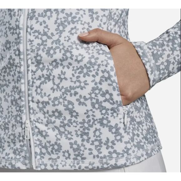 🌸 G/FORE Women's Outline Floral Cozy Jersey Full Zip Mid Layer Golf Jacket (XL) - Picture 3 of 11